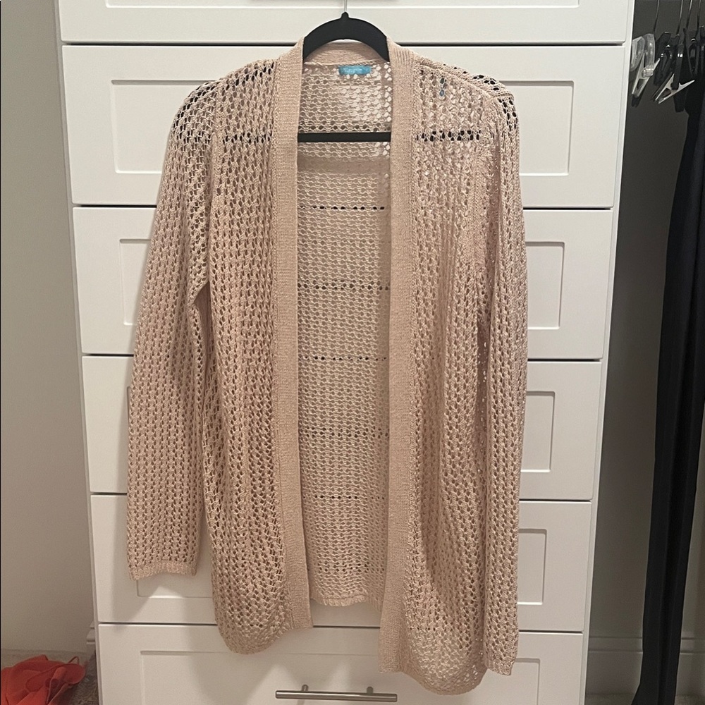 J. McLaughlin Cream Open-Knit Cardigan